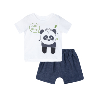 贝贝怡男童短袖套装夏季新款纯棉洋气透气薄款2件套192T355