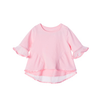 贝贝怡女童透气T恤夏季宝宝五分袖甜美公主上衣192S2086