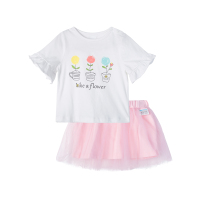 贝贝怡宝宝半身裙套装夏季女童短袖上衣短裙2件套192T365