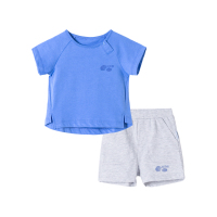 贝贝怡男宝宝短袖套装夏装纯色休闲童装圆领短T恤182T153