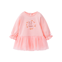 贝贝怡女童网纱休闲秋季时尚长款T恤上衣193S2231