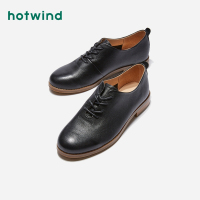 热风hotwind2019年春季新款时尚女士系带单鞋深口休闲小皮鞋潮H01W9110