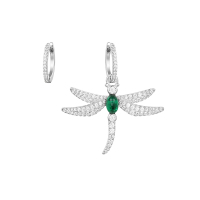 apm MONACO不对称蜻蜓耳环 时尚镶晶钻耳坠女 气质银耳饰首饰品