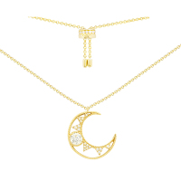 apm MONACO月亮项链通用 热带风时尚925银吊坠锁骨链欧美风格可调节长短