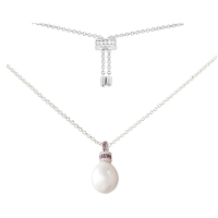 apm MONACO巴洛克珍珠925银吊坠女士 热带风设计感气质锁骨链可调节项链