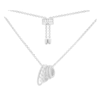 apm MONACO白色多圈珍珠项链女士 时尚设计感锁骨链925银吊坠颈链可调节