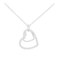 apm MONACO双心形项链可调节女士 设计感时尚心形925银吊坠AC5459OX