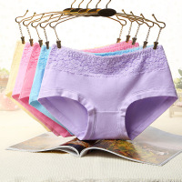 【4条装】老頭夫皇 舒适纯棉裆部性感提臀蕾丝腰边女士内裤FH8347