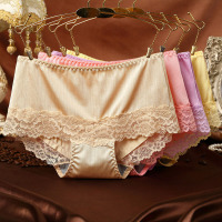 老头夫皇 女士一片式无痕内裤女拉丝性感蕾丝中腰三角裤FH8234