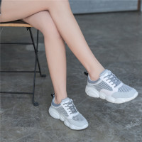 卡帝乐鳄鱼CARTELO19春夏款网面透气女鞋厚底增高休闲鞋简约纯色春款鞋子