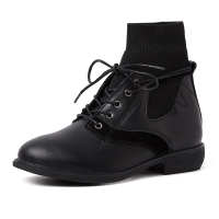 卡帝乐鳄鱼(CARTELO)冬季新款纯色袜子女靴系带短靴女简约舒适女鞋马丁靴女