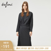 伊芙丽2019秋装新款韩版时尚修身中长款长袖连衣裙女