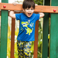 探路者（TOREAD）童装户外儿童短袖T恤套装男童弹力速干透气短袖短裤QAXG83021