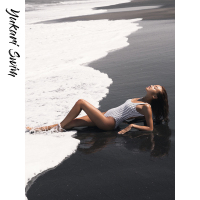 YukariSwim（日本原创品牌）欧美ins风简约时尚性感条纹遮肚显瘦露背比基尼连体泳衣泳装女