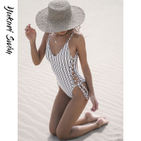 YukariSwim（日本原创品牌）欧美ins风时尚性感修身显瘦心机大露背绑带比基尼连体泳衣泳装女