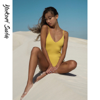 YukariSwim（日本原创品牌）欧美ins风简约时尚显瘦遮肚侧腰镂空绑带比基尼连体泳衣泳装女