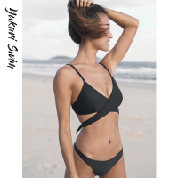 YukariSwim（日本原创品牌）欧美ins风时尚性感系带高腰三点式丁字裤比基尼分体泳衣泳装女