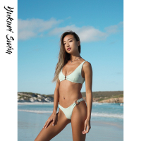 YukariSwim（日本原创品牌）欧美ins风简约时尚性感三点式高腰丁字裤比基尼分体泳衣泳装女