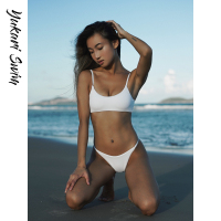 YukariSwim（日本原创品牌）欧美ins风简约时尚性感高叉细肩带小清新比基尼分体泳衣泳装女