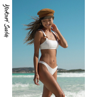 YukariSwim（日本原创品牌）欧美ins风简约时尚性感聚拢环扣肩带三点式比基尼分体泳衣泳装女