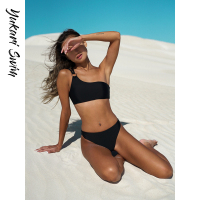 YukariSwim（日本原创品牌）欧美ins风简约时尚性感小胸聚拢单肩带显瘦比基尼分体泳衣泳装女