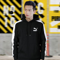 彪马（Puma）运动男装李现同款运动服T7拼接舒适连帽针织时尚卫衣套头衫59591801