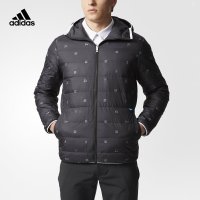 阿迪达斯（ADIDAS）男款连帽两面穿灰鹅绒羽绒服外套BC7109