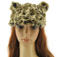 快乐狐狸（ActionFox）运动户外男女防风保暖提花毛绒豹纹有檐帽子2880