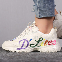 斯凯奇（SKECHERS）女鞋闪粉字母熊猫鞋复古厚底轻便老爹鞋透气舒适休闲鞋13165