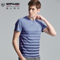 诺诗兰（NORTHLAND）运动户外春夏男式休闲渐变条纹印花圆领短袖T恤GL085241