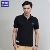 罗蒙( ROMON)夏季枫叶刺绣纯色短袖T恤男士商务休闲翻领Polo衫