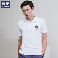 罗蒙( ROMON)夏季简约刺绣男士短袖T恤纯色翻领Polo衫