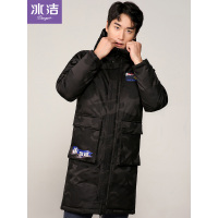 冰洁冬季中长款羽绒服男士过膝时尚户外厚羽绒外套J80142005