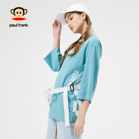 PaulFrank/大嘴猴七分袖T恤女春季柔软圆领打底衫潮流休闲上衣潮Z S 浅蓝色