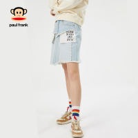 PaulFrank/大嘴猴牛仔裙女春新款毛边复古水洗牛仔包臀裙子 浅蓝色 S