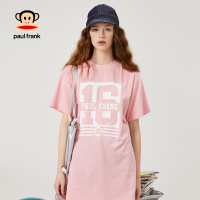 Paul Frank/大嘴猴夏季新款宽松短袖裙子女中长款韩版连衣裙