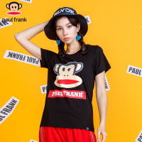 Paul Frank/大嘴猴2018夏新款宽松时尚休闲情侣短袖字母花T恤女