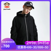 PaulFrank/大嘴猴春秋季新款工装外套男装学生韩版百搭潮牌 黑色 M