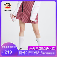 PaulFrank/大嘴猴夏季新款短裙韩版潮红色格子半身裙女学生 红色 S