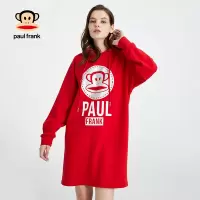 大嘴猴年春秋季新款连衣裙女气质印花中长款学生Z 中国红 S