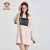 PaulFrank/大嘴猴春季短袖连衣裙女装印花中长款连帽潮