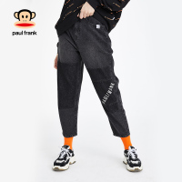 大嘴猴春秋季新款牛仔裤女韩版刺绣宽松潮黑色裤子Z 黑色 S