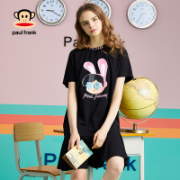 Paul Frank/大嘴猴裙子女夏季短袖连衣裙中长款宽松印花