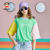 大嘴猴 夏季新款短袖T恤女装打底衫流行拼接色系潮