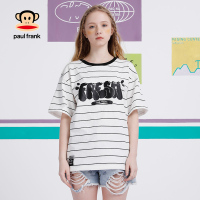 Paul Frank/大嘴猴夏季新款短袖T恤女韩版印花圆领条纹上衣潮