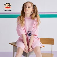 Paul Frank大嘴猴夏季新款连衣裙女字母印花韩版甜美宽松短袖