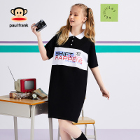 Paul Frank/大嘴猴夏季新款连衣裙女POLO领印花学生韩版短袖