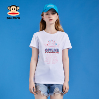 Paul Frank/大嘴猴纯棉短袖T恤女新款夏装白色卡通印花少女