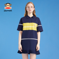 Paul Frank/大嘴猴连衣裙女新款POLO领拼接色活泼俏皮少女