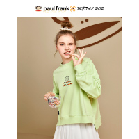 大嘴猴春秋季新款卫衣女韩版字母印花宽松休闲上衣 荧光绿